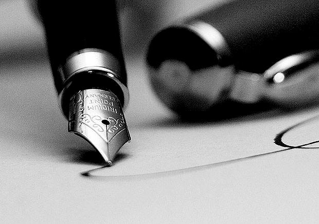 Fountain pen writing on paper