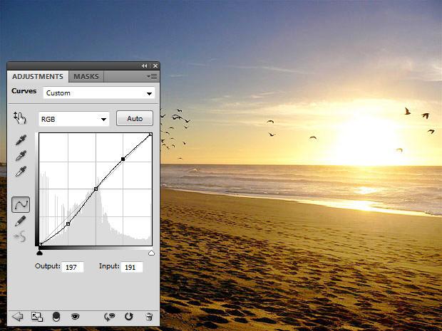 Adjusting curves for more contrast